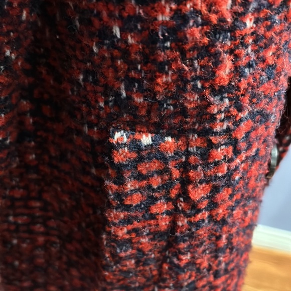 Zara Basic Tweed Boucle Boyfriend Plaid Pea Coat - Picture 12 of 16